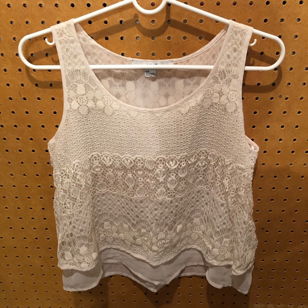 Forever 21 Cream Lace and Crochet Style Tank Top